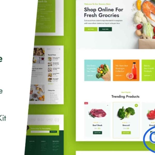 Groxi – Grocery Store Elementor Template Kit Groxi is a modern and clean Elementor Template Kit crafted specifically for grocery stores, supermarkets, organic shops, and food retailers. Designed for use with the Elementor Page Builder plugin, Groxi allows you to build a professional grocery website effortlessly without any coding.