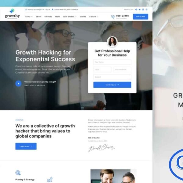 Growthy – Growth Hacking & Marketing Agency Elementor Template Kit Growthy is a modern Elementor Template Kit built for growth hacking agencies, marketing firms, digital strategists, and business consultants. Designed with creativity and professionalism in mind, this kit allows you to build a stunning website that highlights your marketing expertise and services effortlessly using the Elementor Page Builder plugin.