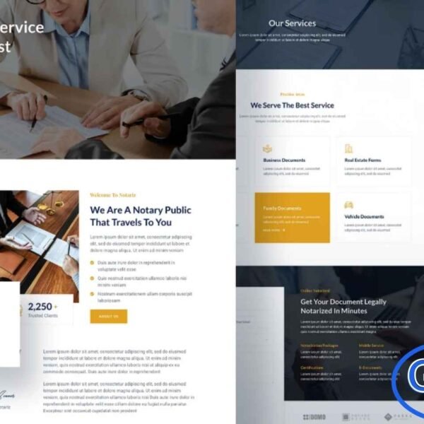 Notariz – Notary Public & Legal Services Elementor Template Kit Notariz is a clean, modern, and fully optimized Elementor Template Kit designed to help you build a professional WordPress website for Notary Public and Legal Service providers. With 16+ beautifully crafted templates, this kit offers a seamless way to create a polished online presence without any coding. The design is creative, responsive, and retina-ready, ensuring your website delivers a flawless user experience on all devices.