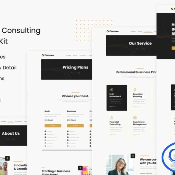 Finanvo – Finance & Investment Consulting Elementor Template Kit Finanvo is a modern and clean Elementor Template Kit designed to help you create a professional WordPress website for Finance, Investment, Consulting, and other financial service businesses. With 10 expertly crafted templates, this kit makes it easy to build a polished and high-converting website without any coding.