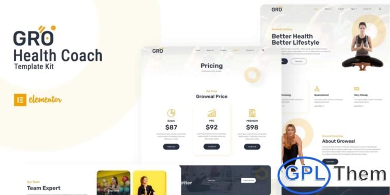 Groweal – Health Coaching Elementor Template Kit Groweal is a modern and professional Elementor Template Kit specially crafted for health coaches, fitness trainers, and wellness professionals. Built using the powerful Elementor Page Builder plugin, this kit allows you to create a fully responsive and visually engaging website without any coding skills.