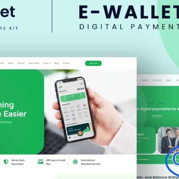 Paynet – Digital E-Wallet Elementor Template Kit Paynet is a modern and responsive Elementor Template Kit designed for digital payments, e-wallet services, online transactions, and fintech platforms. With its sleek and professional layout, this kit helps you build a high-performing website that showcases your digital payment solutions effortlessly.