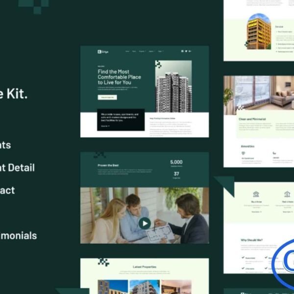 Griya – Apartment & Single Property Real Estate Elementor Template Kit Griya is a stylish and modern Elementor Template Kit designed for real estate businesses, property agencies, architecture firms, apartment rentals, and interior design services. Featuring a professional layout with a clean aesthetic, Griya enables you to create a fully responsive and retina-ready WordPress website effortlessly.