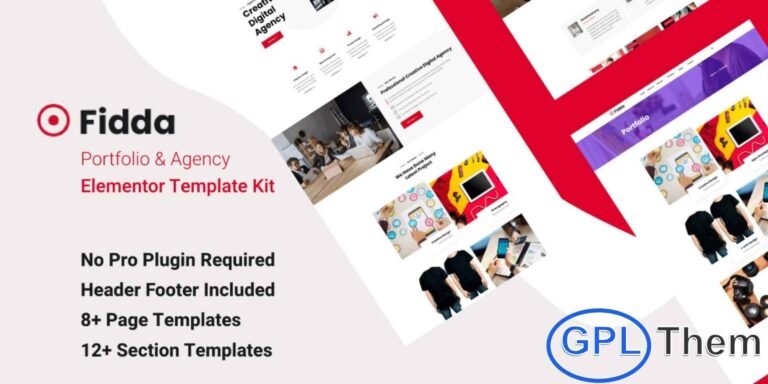 Fidda – Portfolio & Agency Elementor Template Kit Fidda is a modern and versatile Portfolio & Agency Elementor Template Kit designed for digital studios, creative agencies, SEO companies, consulting firms, and startups. With its clean and purpose-oriented layout, this kit helps you build a professional online presence that highlights your services, expertise, and brand identity.