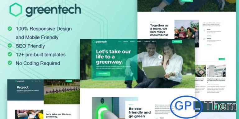 GreenTech – Green Technology Services Elementor Template Kit GreenTech is a modern and professional Elementor Template Kit designed for businesses in green technology, renewable energy, and eco-friendly services. Featuring a clean and contemporary layout, GreenTech combines simplicity with a sleek, professional design to help you create an impactful online presence.