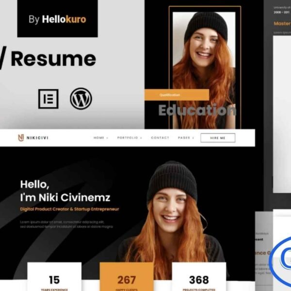 Nikicivi – Elegant CV/Resume & Portfolio Elementor Template Kit Nikicivi is an elegant and modern Elementor Template Kit designed to help professionals create a standout CV, resume, or personal portfolio website. Perfect for freelancers, designers, developers, creatives, and job seekers, this template kit offers a clean and stylish layout that highlights your skills, experience, and achievements.