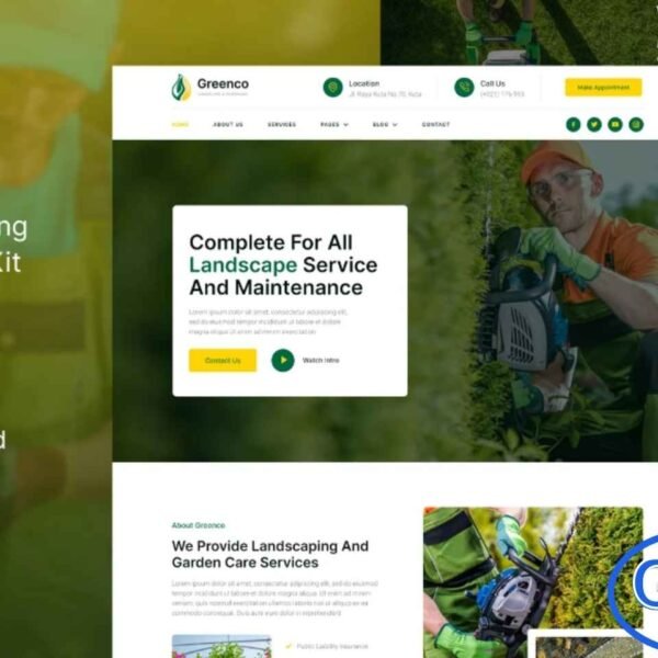 Greenco – Landscaping & Gardening Elementor Template Kit Greenco is a modern and professional Elementor Template Kit tailored for gardeners, landscape architects, florists, lawn care providers, and agriculture or groundskeeping businesses. This kit offers a fully responsive and visually appealing website layout, making it easy to showcase your services, highlight completed projects, and attract potential clients.