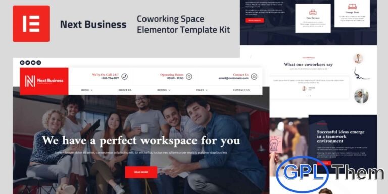 Next Business – Coworking Space Elementor Template Kit Next Business is a premium-quality Elementor Pro Template Kit designed specifically for coworking spaces, shared offices, open work areas, workshops, meeting hubs, and conference rooms. Featuring a clean, professional, and modern layout, this kit helps you build a visually appealing website that highlights your workspace features, amenities, and services.