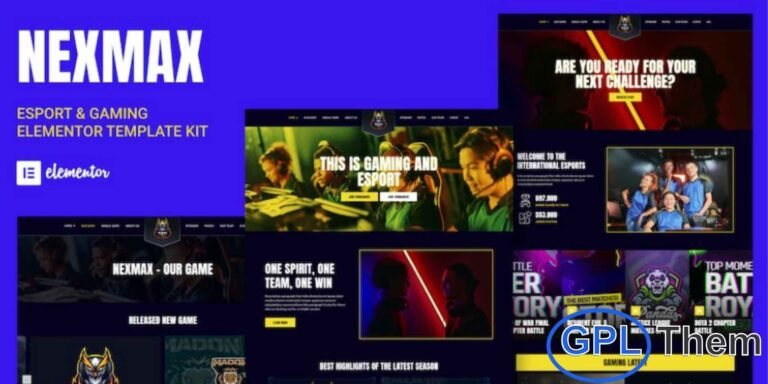 Nexmax – Esports & Gaming Elementor Template Kit Nexmax is a powerful and visually striking Elementor Template Kit designed for esports teams, gaming communities, online tournaments, and streaming-focused websites. Packed with dynamic layouts and modern gaming-inspired elements, this kit provides everything you need to build an impressive and immersive gaming website.