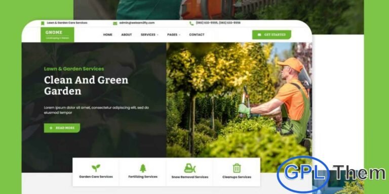 Gnome – Lawn & Garden Care Services Elementor Template Kit Gnome is a modern and fully responsive Elementor Template Kit designed for lawn care, gardening, landscaping, and related service businesses. Ideal for landscape architects, gardeners, florists, pest control, groundskeepers, and snow removal services, Gnome helps you build a professional online presence with ease.