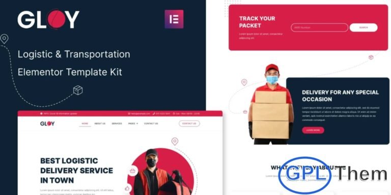 Gloy – Logistic & Transportation Delivery Elementor Template Kit Gloy is a modern and fully responsive Elementor Template Kit crafted for logistics, transportation, moving services, and related industries. Designed to help businesses showcase their delivery solutions and transport services effectively, Gloy includes 10 pre-built pages with a professional and contemporary layout.