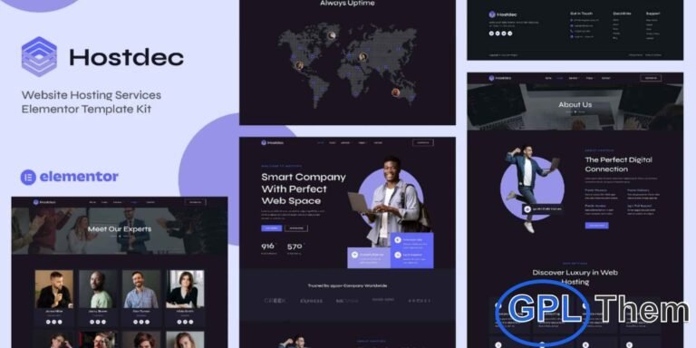 Hostdec – Website Hosting Services Elementor Template Kit Hostdec is a modern and professional Elementor Template Kit designed for web hosting companies, VPS providers, dedicated hosting services, cloud hosting businesses, domain registration sites, SaaS platforms, and tech companies. Featuring a clean and contemporary design with a fully responsive layout, Hostdec allows you to showcase hosting plans, services, pricing, and company features effectively.