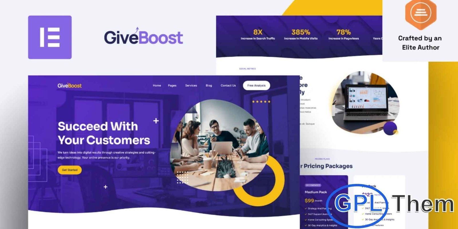 Give Boost – Digital Marketing Agency Elementor Template Kit Give Boost – Digital Marketing Agency Elementor Template Kit Give Boost is a premium Elementor Template Kit designed for digital marketing agencies, SEO experts, and online marketing professionals. Built with Elementor Pro, this kit offers a modern, clean, and fully responsive design to create a professional website effortlessly.