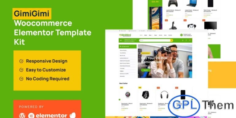 GimiGimi – WooCommerce Elementor Template Kit GimiGimi is a modern and fully responsive Elementor Template Kit designed for gaming stores and eCommerce businesses. Optimized for Elementor and the Hello Elementor theme, this kit provides a professional and visually appealing layout to help you showcase products and boost online sales.