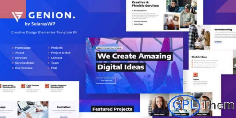Genion – Creative Digital Agency Elementor Template Kit Genion is a modern and professional Elementor Template Kit designed for creative digital agencies, digital marketing firms, SEO agencies, web and mobile development companies, and online portfolios. With a clean and sleek design, Genion provides a fully responsive and retina-ready layout that ensures your website looks perfect on any device.