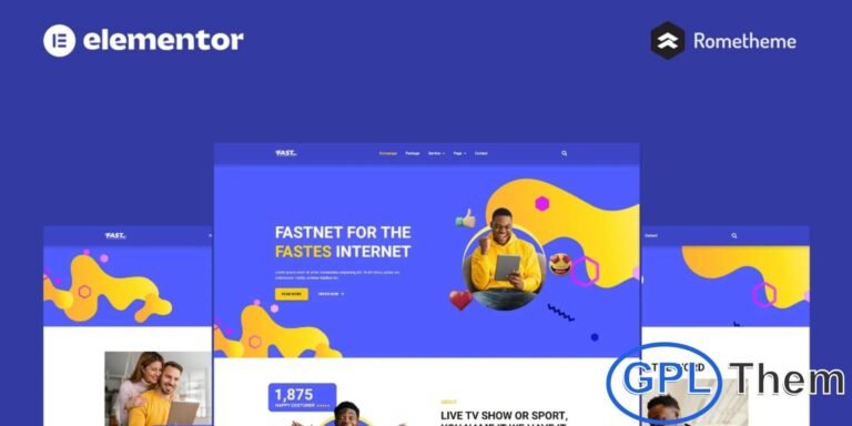 Fastnet – Broadband & Internet Elementor Pro Full Site Template Kit Fastnet is a comprehensive Elementor Pro Full Site Template Kit designed to help you build a professional website for broadband, internet providers, fiber networks, and WiFi service companies. Featuring clean layouts and modern visuals, this kit offers a seamless website-building experience using Elementor’s drag-and-drop editor.