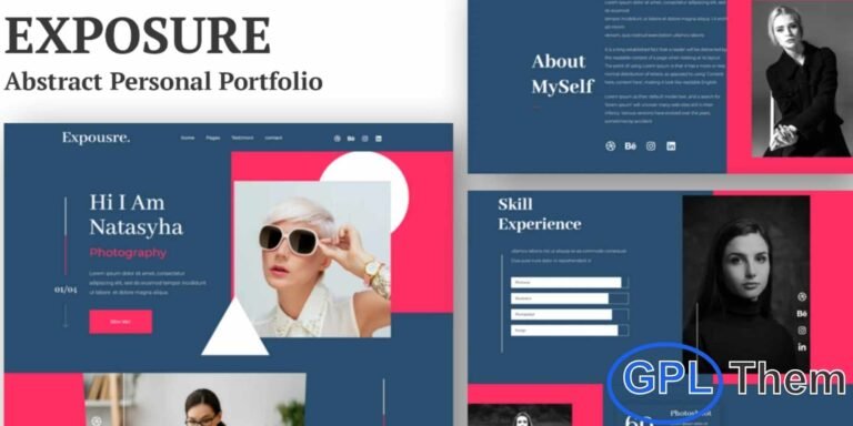 Exposure – Personal Portfolio Elementor Template Kit Exposure is a modern and visually striking Elementor Template Kit designed for personal portfolios, creative professionals, freelancers, and digital artists. Featuring an abstract and contemporary layout, this kit helps you showcase your work, skills, and achievements with clarity and style. Built for seamless customization using Elementor, it offers a fully responsive design that looks stunning on all devices.