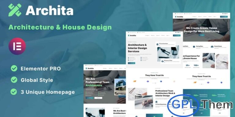 Archita – Architecture & Interior Design Elementor Template Kit Archita is a modern and stylish Elementor Template Kit designed specifically for architecture, interior design, and creative studio websites. Built for use with Elementor Pro, this kit offers clean, elegant layouts that are easy to customize and ideal for showcasing your projects with professionalism.