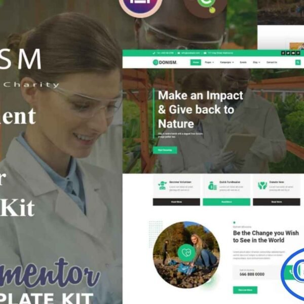 Donism – Environment Charity Elementor Template Kit Donism is a beautifully designed Elementor Template Kit created for environmental campaigns, non-profit organizations, charity foundations, green energy initiatives, eco-friendly projects, church missions, and fundraising websites.