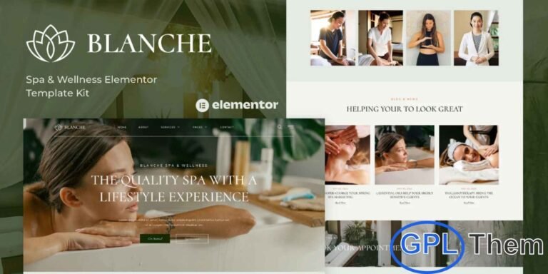 Blanche – Spa & Wellness Elementor Template Kit Blanche is a beautifully designed Spa & Wellness Elementor Template Kit created for spas, wellness centers, massage studios, beauty salons, and holistic care businesses. With its clean, calming, and modern layout, this kit ensures a professional online presence that looks stunning across all devices. Fully responsive and easy to customize using Elementor’s visual drag-and-drop builder, it allows you to build your website without any coding experience.