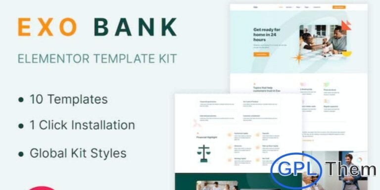 Exobank – Financial Elementor Template Kit Exobank is a modern and professional Financial Elementor Template Kit designed for businesses in the Finance and Corporate sectors. Ideal for Banking, Loan Services, Insurance, B2B, B2C, Oil & Gas, and other service-based industries, this template kit delivers a polished and trustworthy digital presence.