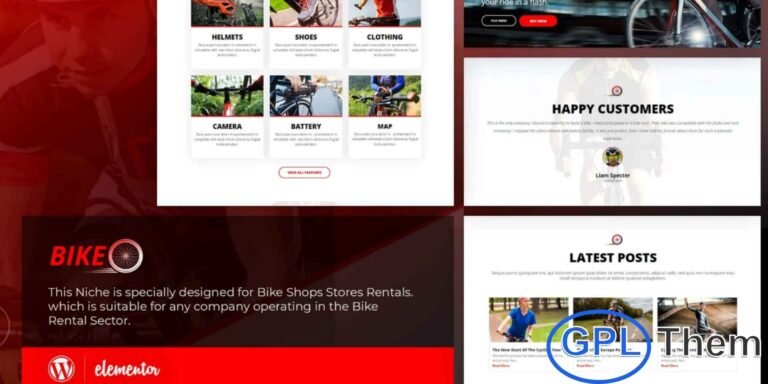 Bikeo – Cycling Club Elementor Template Kit (SEO-Friendly Rewrite) Bikeo is a modern and engaging Cycling Club Elementor Template Kit designed specifically for bike shops, cycling clubs, and bike rental businesses. Built with Elementor, this kit offers a clean, user-friendly layout that makes website creation effortless. Whether you're a beginner with no coding experience or an advanced developer, Bikeo provides a smooth and flexible customization experience.