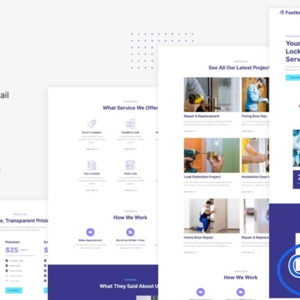 Fastkey – Locksmith & Key Maker Service Elementor Template Kit Fastkey is a modern and clean Elementor Template Kit designed for creating professional websites for locksmiths, key makers, and home security service providers. Ideal for businesses offering lock repair, key duplication, smart lock installations, door repair, and related services, this kit delivers a polished and trustworthy online presence.