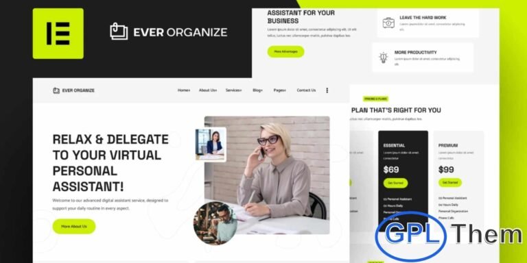 Ever Organize – Personal Assistant Elementor Template Kit Ever Organize is a premium-quality Elementor Template Kit crafted specifically for personal assistants, virtual assistants, and administrative support professionals who want a polished and professional online presence. Built using the powerful Elementor Pro plugin, this kit features elegant layouts, modern styling, and intuitive editing options that make website creation effortless.