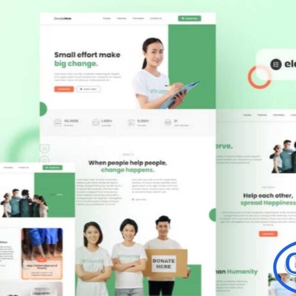 Donatenow – Donation & Charity Elementor Template Kit Donatenow is a modern and beautifully designed Elementor Template Kit crafted for charity organizations, fundraising campaigns, non-profit projects, and donation platforms. Its clean and elegant layout makes it easy to present your cause professionally and inspire supporters to take action.