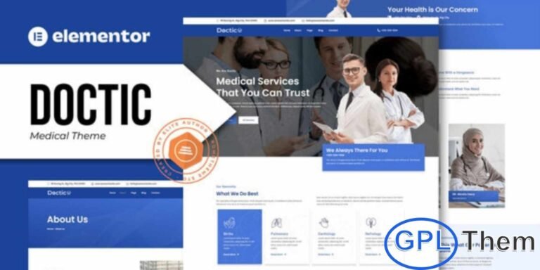 Doctic – Medical Elementor Template Kit Doctic is a clean, modern, and fully responsive Elementor Template Kit designed specifically for medical and healthcare websites. Whether you're building a site for hospitals, clinics, medical centers, doctors, dentists, nurses, or any other healthcare services, Doctic provides a professional foundation that’s easy to customize without coding.