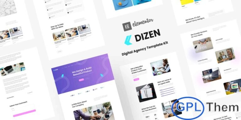 Dizen – Digital Agency Elementor Template Kit Dizen is a modern and versatile Elementor Template Kit designed specifically for creative agencies, studios, and business professionals. With clean layouts and a polished visual style, it allows you to showcase your services, portfolios, and company information in a compelling way.