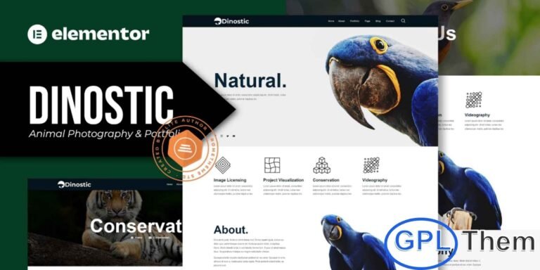 Dinostic – Animal Photography & Portfolio Elementor Template Kit Dinostic is a beautifully crafted Elementor Template Kit designed specifically for animal photographers, wildlife portfolios, pet studios, and nature photography websites. With its modern, elegant, and visually captivating design, you can build a stunning portfolio site in just minutes.