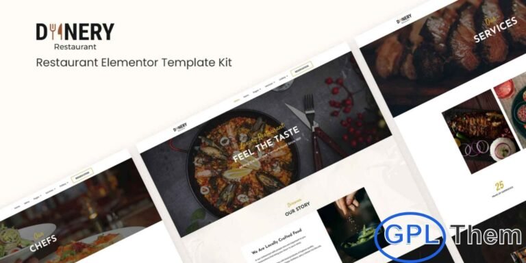 Dinery – Restaurant Elementor Template Kit Dinery is a beautifully balanced and stylish Restaurant Elementor Template Kit designed to help you build modern websites for restaurants, cafés, bakeries, and bars. Crafted with refined design elements, this kit includes all essential inner pages such as Menu, Reservation, Gallery, Chefs, and more. Built with Elementor Pro, Dinery provides ready-made headers, footers, and a reservation form that can be customized effortlessly.