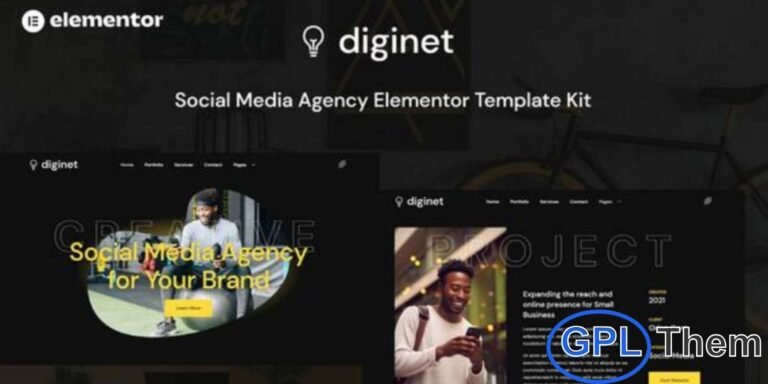 Diginet – Social Media Marketing Agency Elementor Template Kit Diginet is a modern and creative Elementor Template Kit crafted specifically for social media marketing agencies and digital marketing professionals. Featuring a clean, stylish, and contemporary dark layout, this kit helps you build a polished online presence without any coding skills.