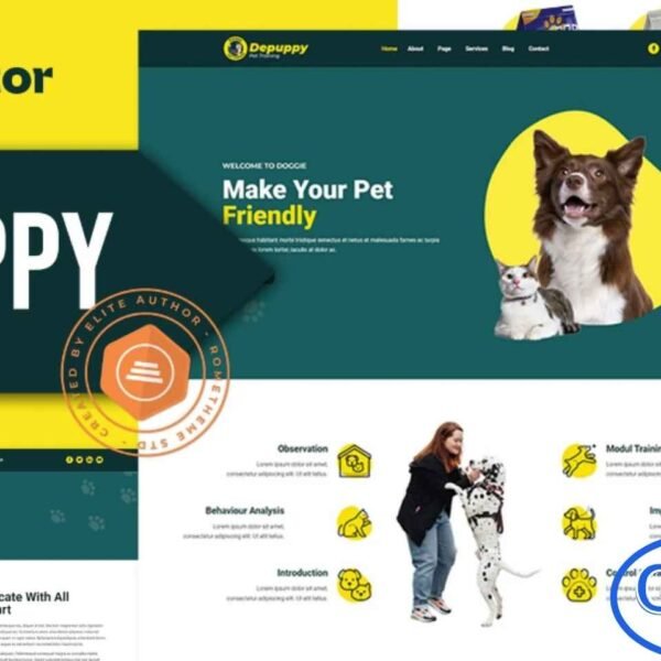 Depuppy – Pet Training Elementor Template Kit Depuppy is a modern and beautifully designed Elementor Template Kit created specifically for pet training centers, pet schools, pet shops, pet care services, and veterinary websites. With its clean, responsive, and elegant layout, this kit makes it easy to build a professional website in just minutes.
