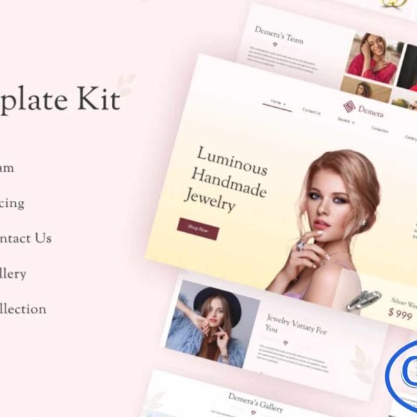 Demera – Jewelry Manufacturer & Store Elementor Template Kit Demera is a beautifully designed Elementor Template Kit tailored for jewelry manufacturers, online jewelry stores, goldsmiths, and luxury accessory brands. With its elegant and modern layout, this kit helps you build a premium WordPress website that highlights your products with style and clarity.