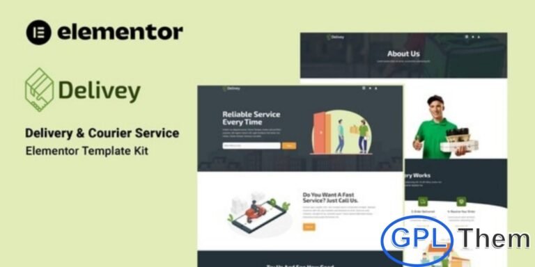 Delivey – Delivery & Courier Service Elementor Template Kit Delivey is a modern and fully responsive Elementor Template Kit designed for delivery services, courier companies, and logistics businesses. Featuring animated illustrations, icons, and a clean professional layout, this kit helps you showcase your services and brand effectively.