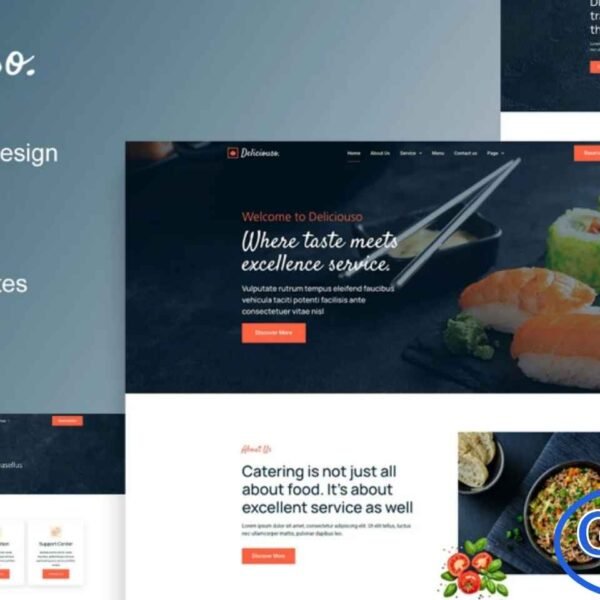 Deliciouso – Catering & Restaurant Elementor Template Kit Deliciouso is a modern and elegant Elementor Template Kit designed for catering services, restaurants, cafés, and food-related businesses. Featuring a clean, professional, and easy-to-navigate layout, this kit helps you create a visually appealing website that showcases your menu, services, and brand effectively.