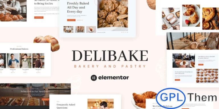 Delibake – Bakery and Pastry Elementor Template Kit Delibake is a modern and fully responsive Elementor Template Kit designed specifically for bakeries, cake shops, pastry shops, coffee shops, and related food businesses. With its clean, elegant, and user-friendly design, this kit allows you to create a professional website quickly and easily without any coding skills.