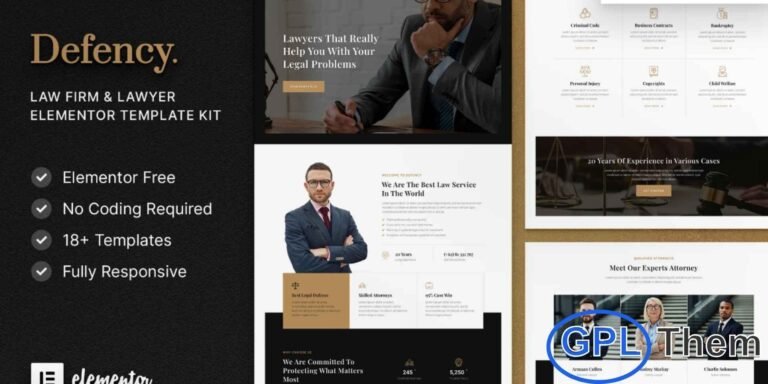 Defency – Law Firm & Lawyer Elementor Template Kit Defency is a modern and elegant Elementor Template Kit designed specifically for law firms, lawyers, and legal professionals. With a clean, professional layout, it helps you create a trustworthy online presence that reflects your expertise. Optimized for the free Hello Elementor theme, Defency features a fully responsive design that looks great on all devices.
