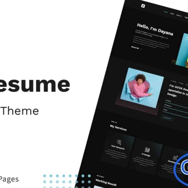 Dayana – Resume Elementor Pro Template Kit Dayana is a modern and creative Elementor Template Kit designed to showcase your resume, portfolio, and professional services. Perfect for freelancers, designers, artists, and creative professionals, this kit allows you to present your work in a visually appealing and organized manner.
