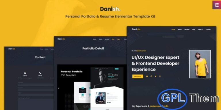 Danish – Personal Portfolio & Resume Elementor Template Kit Danish is a modern and fully responsive Elementor Template Kit designed for personal portfolios and resumes. Ideal for designers, developers, freelancers, artists, and photographers, this template allows you to showcase your work, skills, and services effectively.
