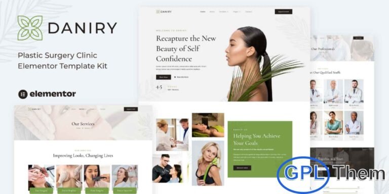 Daniry – Plastic Surgery Clinic Elementor Template Kit Daniry is a modern and fully responsive Elementor Template Kit designed specifically for plastic surgery clinics, medical centers, private doctors, and healthcare professionals. Featuring a clean, professional, and visually appealing design, Daniry allows you to showcase services, treatments, and patient care effectively.