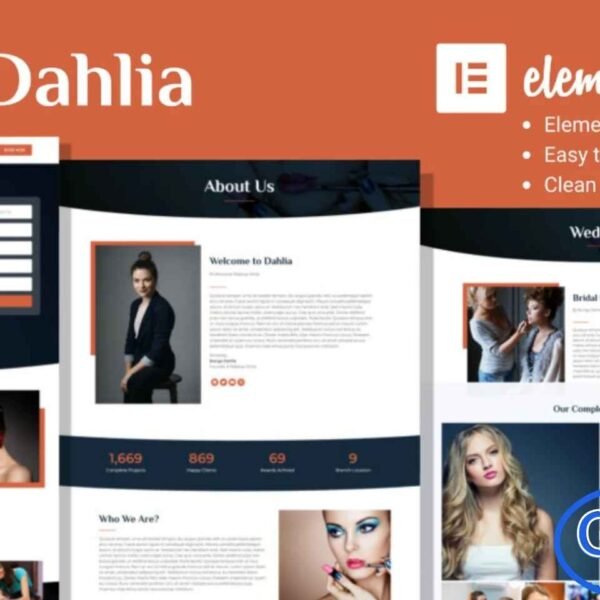 Dahlia – Beauty Business Elementor Template Kit Dahlia is a modern and fully responsive Elementor Template Kit designed for beauty businesses, makeup artists, and cosmetology professionals. With its clean, stylish, and visually appealing design, Dahlia allows you to showcase services, portfolios, client testimonials, and special offers effectively.