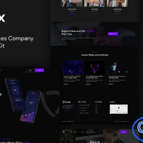 Cynex – Cyber Security Services Company Elementor Template Kit Cynex is a modern and fully responsive Elementor Template Kit designed for cyber security companies, IT service providers, and individual professionals in the cybersecurity field. Featuring a clean, professional, and contemporary design, Cynex allows you to showcase your services, solutions, and portfolio effectively.