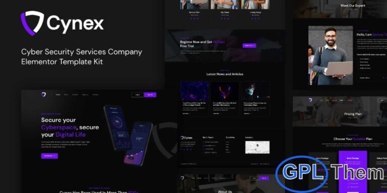 Cynex – Cyber Security Services Company Elementor Template Kit Cynex is a modern and fully responsive Elementor Template Kit designed for cyber security companies, IT service providers, and individual professionals in the cybersecurity field. Featuring a clean, professional, and contemporary design, Cynex allows you to showcase your services, solutions, and portfolio effectively.