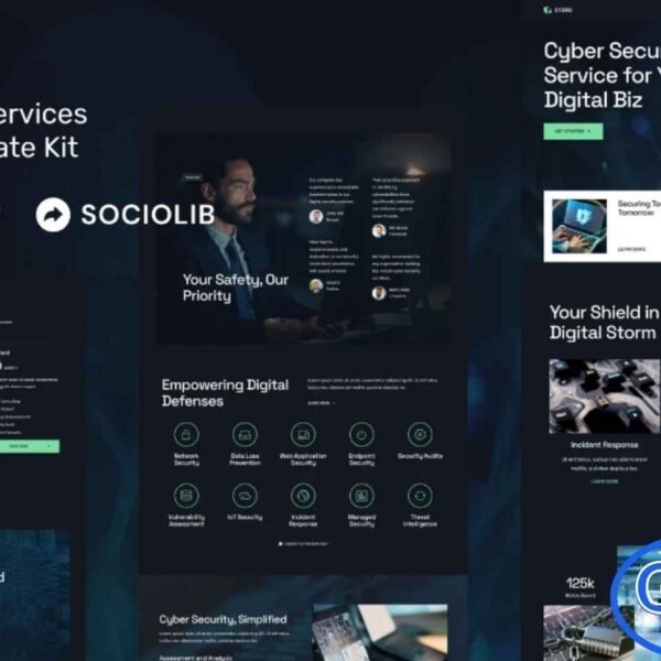 Cybro – Cyber Security Services Elementor Template Kit Cybro is a modern and fully responsive Elementor Template Kit designed for cyber security companies, IT firms, cloud service providers, and technology businesses. Ideal for websites focusing on services like cybersecurity, data protection, firewall solutions, malware prevention, and IT consulting, Cybro features a clean, minimal, and professional design.