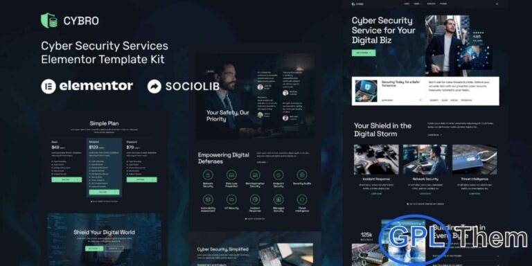 Cybro – Cyber Security Services Elementor Template Kit Cybro is a modern and fully responsive Elementor Template Kit designed for cyber security companies, IT firms, cloud service providers, and technology businesses. Ideal for websites focusing on services like cybersecurity, data protection, firewall solutions, malware prevention, and IT consulting, Cybro features a clean, minimal, and professional design.