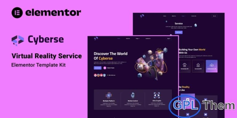 Cyberse – Virtual Reality Service Elementor Template Kit Cyberse is a modern and fully responsive Elementor Template Kit designed for virtual reality, gaming, esports, and crypto-related businesses. With a sleek and professional layout, Cyberse allows you to showcase services, projects, and products effectively.