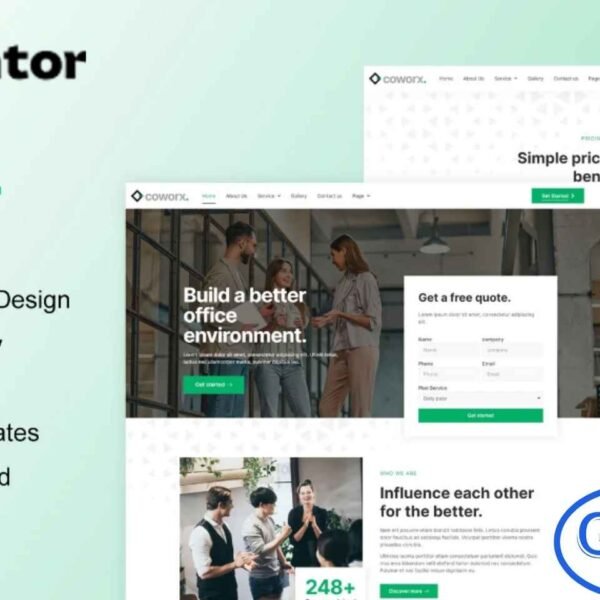 Coworx – Coworking Space & Virtual Office Elementor Template Kit Coworx is a modern and fully responsive Elementor Template Kit designed for coworking spaces, virtual offices, and shared workspaces. Perfect for businesses offering private offices, dedicated rooms, meeting rooms, and event spaces, Coworx allows you to create a professional and visually appealing website effortlessly.
